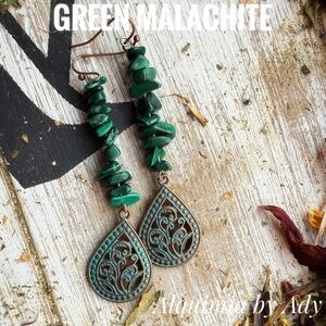 Alquimia Elegant Green Malachite Earrings